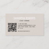 Carte De Visite Code QR de bronzage moderne beige (Dos)