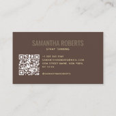 Carte De Visite Code QR de bronzage moderne marron (Dos)