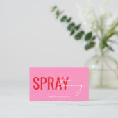 Carte De Visite Code QR de bronzage moderne rose (Debout devant)