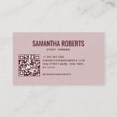 Carte De Visite Code QR de bronzage moderne rose rouge (Dos)