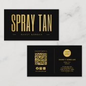 Carte De Visite Code QR de bronzage par pulvérisation & Logo Noir (Devant / Derrière)