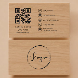 Carte De Visite Code QR de cabinet d'avocats Wood Professional