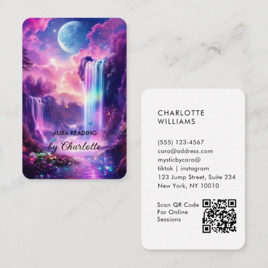 Carte De Visite Code QR de cascade mystique (Devant / Derrière)