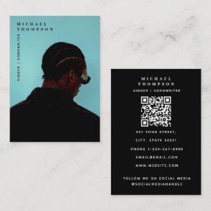 Carte De Visite Code QR de chanteur musicien photo mannequin