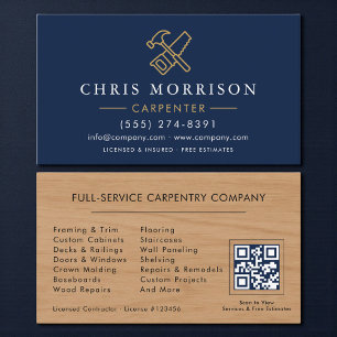 Carte De Visite Code QR de Charpentier Moderne