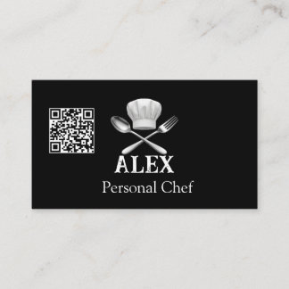 Carte De Visite Code QR de Chef Personnel Minimaliste Moderne Noir