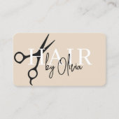 Carte De Visite Code QR de ciseaux de coiffeur beige neutre (Devant)