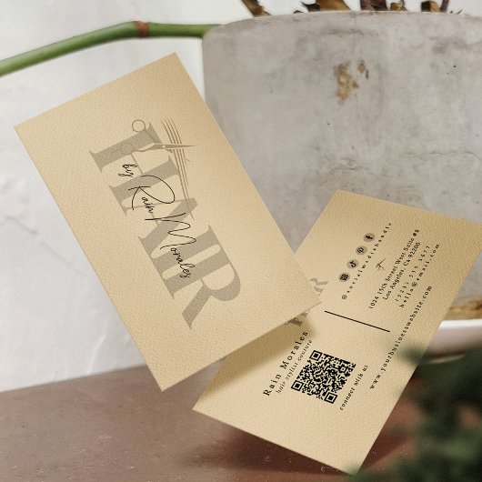 Carte De Visite Code QR de ciseaux de coiffeur de ton blond chic