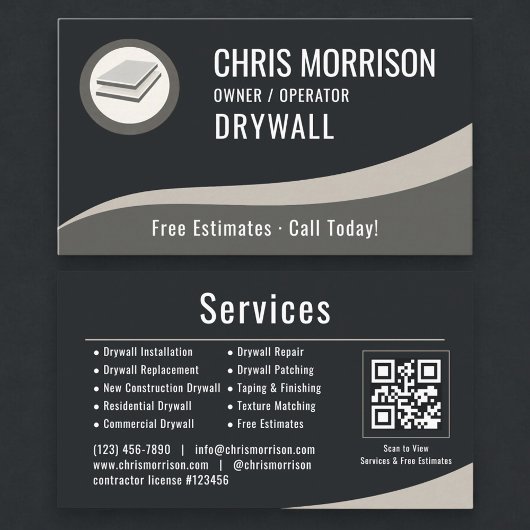 Carte De Visite Code QR de cloison sèche