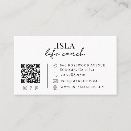 Carte De Visite Code QR de coach de vie moderne (Devant)