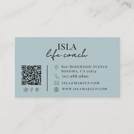 Carte De Visite Code QR de coach de vie moderne (Devant)