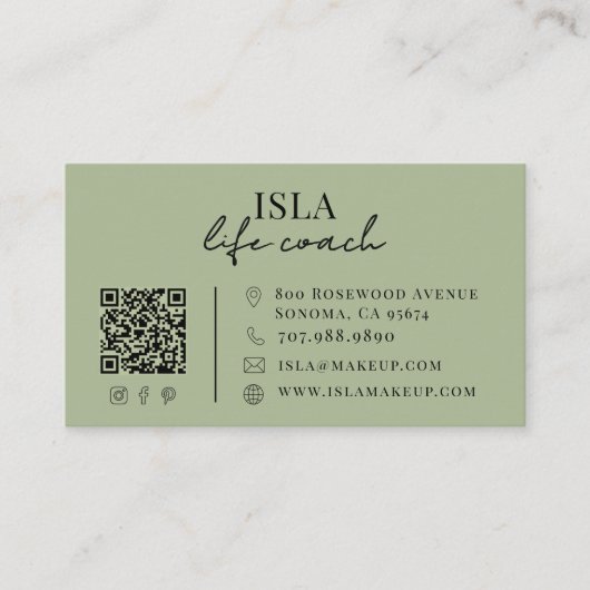 Carte De Visite Code QR de coach de vie moderne (Devant)