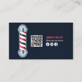 Carte De Visite Code QR de coiffeur barbier moderne pour hommes (Dos)