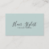 Carte De Visite Code QR de coiffeur bleu-vert poussiéreux (Devant)