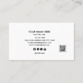 Carte De Visite Code QR de coiffeur éditable, Salon noir et blanc (Dos)