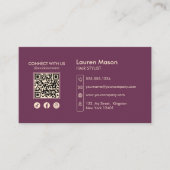 Carte De Visite Code QR de coiffeur Marron Élégant (Devant)