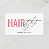 Carte De Visite Code QR de coiffeur moderne blanc rose (Devant)