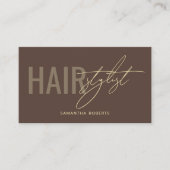 Carte De Visite Code QR de coiffeur moderne marron (Devant)