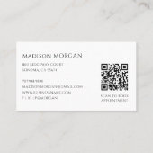 Carte De Visite Code QR de coiffeur moderne simple (Dos)