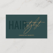 Carte De Visite Code QR de coiffeur moderne vert (Devant)