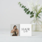 Carte De Visite Code QR de coiffeur photo moderne (Debout devant)