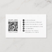 Carte De Visite Code QR de coiffeur photo moderne (Dos)