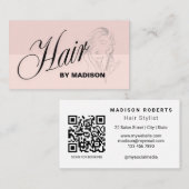 Carte De Visite Code QR de coiffeur Rose Brumeuse (Devant / Derrière)