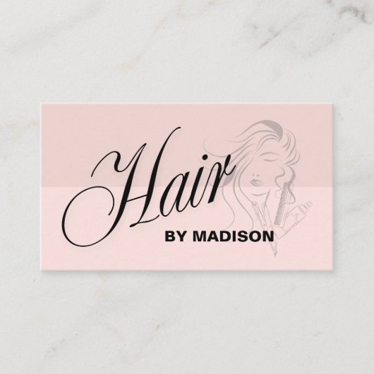 Carte De Visite Code QR de coiffeur Rose Brumeuse (Devant)