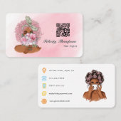 Carte De Visite Code QR de coiffeur rose chic (Devant / Derrière)