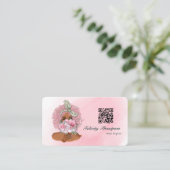 Carte De Visite Code QR de coiffeur rose chic (Debout devant)