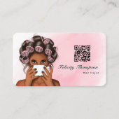 Carte De Visite Code QR de coiffeur rose chic (Devant)