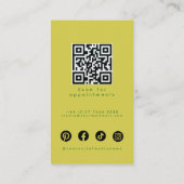 Carte De Visite Code QR de coiffure vert lime rose moderne en desi (Dos)