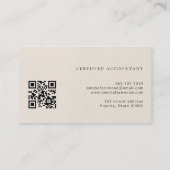 Carte De Visite Code QR de comptable certifié en cuir faux luxe (Dos)