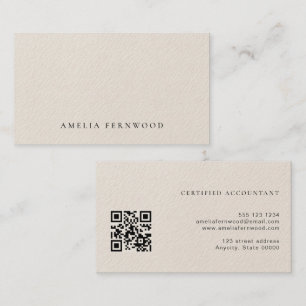 Carte De Visite Code QR de comptable certifié en cuir faux luxe
