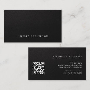 Carte De Visite Code QR de comptable certifié en cuir faux luxe