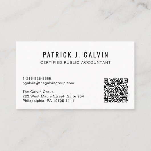 Carte De Visite Code QR de comptable CPA (Devant)