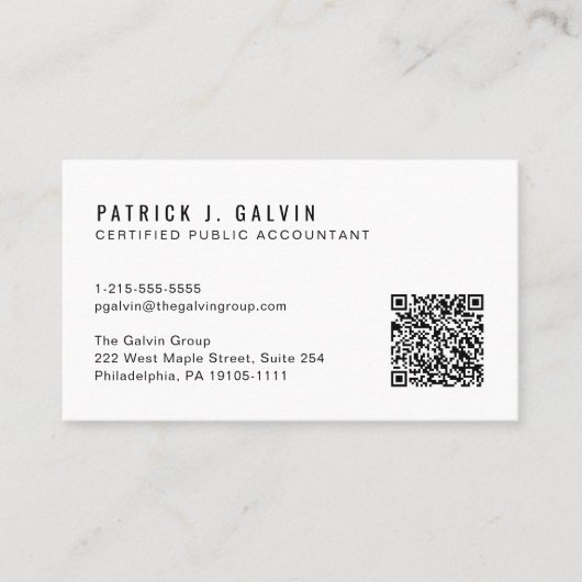 Carte De Visite Code QR de comptable CPA (Devant)