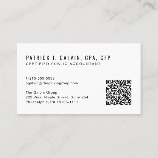 Carte De Visite Code QR de comptable CPA (Devant)