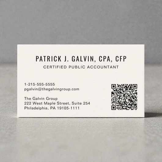 Carte De Visite Code QR de comptable CPA