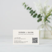 Carte De Visite Code QR de comptable CPA crème (Debout devant)