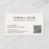 Carte De Visite Code QR de comptable CPA crème (Devant)