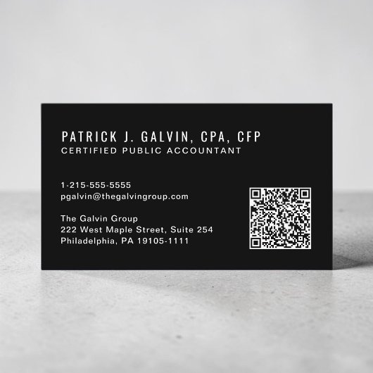 Carte De Visite Code QR de comptable CPA noir
