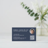 Carte De Visite Code QR de comptable CPA Photo Bleu (Debout devant)