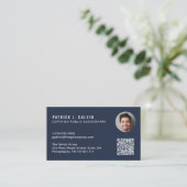 Carte De Visite Code QR de comptable CPA Photo Bleu (Debout devant)