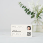 Carte De Visite Code QR de comptable CPA Photo Crème (Debout devant)