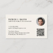 Carte De Visite Code QR de comptable CPA Photo Crème (Devant)