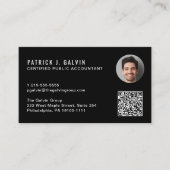 Carte De Visite Code QR de comptable CPA Photo Noir (Devant)