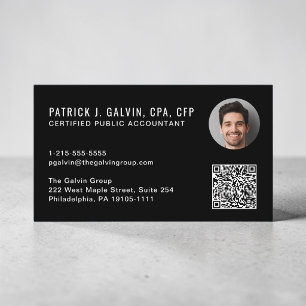 Carte De Visite Code QR de comptable CPA Photo Noir