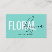 Carte De Visite Code QR de concepteur floral moderne sarcelle (Devant)
