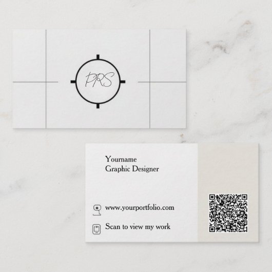 Carte De Visite Code QR de concepteur graphique moderne minimal (Devant / Derrière)